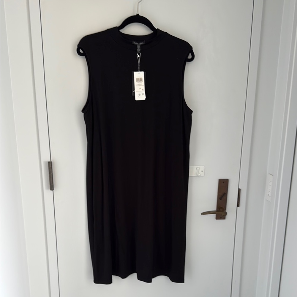 Eileen Fisher Fine Tencel Jersey Stretch Mock Neck Knee Length Sleeveless Top